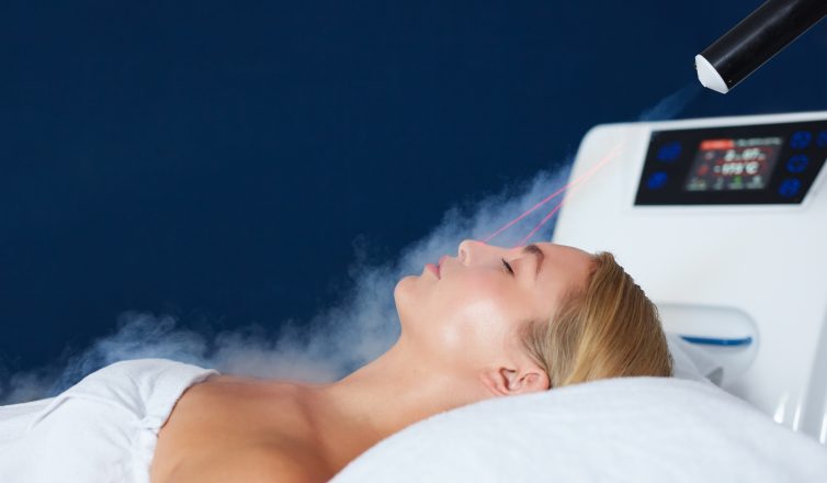 woman receiving local cryotherapy therapy