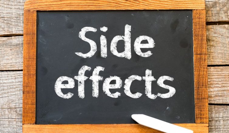 Side effects on a chalkboard. Concept for high intensity laser therapy side effects